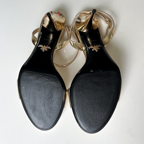 Prada Metallic Gold Leather Heels Sandals - Picture 6 of 6
